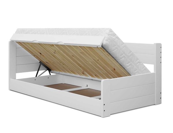 drewniane łóżko otwierane z boku ze skrzynią LOCA 90x170 +150KG!