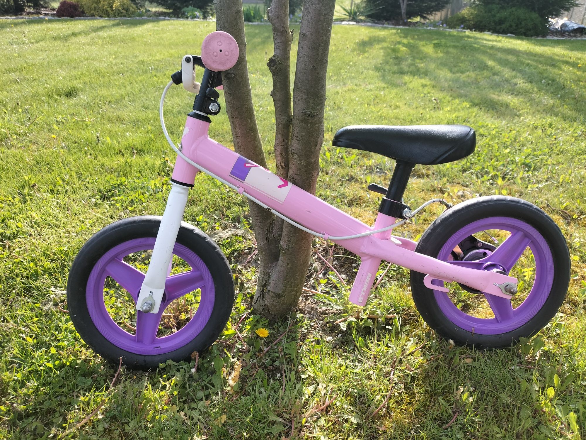 Rowerek biegowy metalowy btwin różowy dla dziewczynki