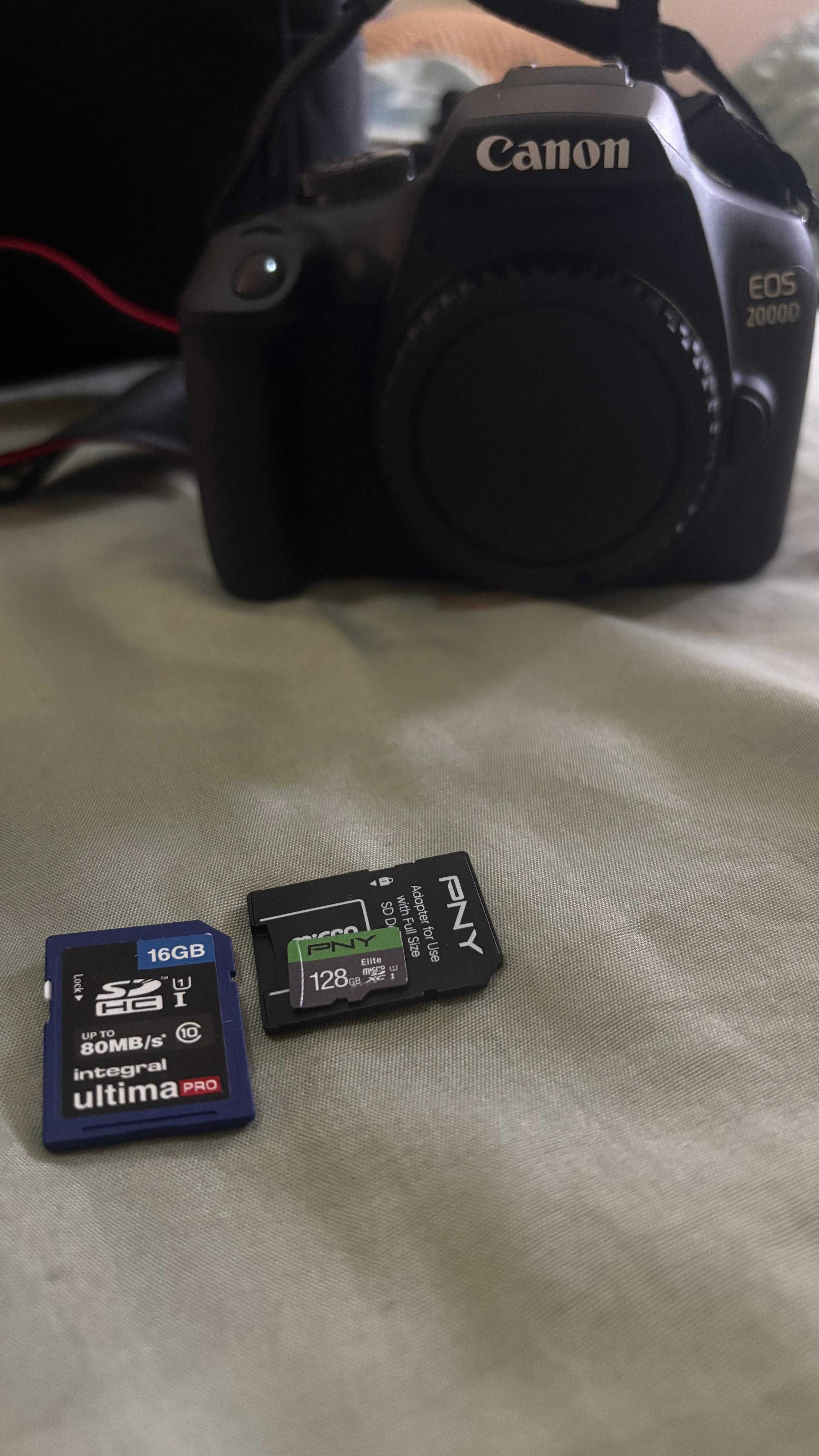 Câmera Fotográfica 2000D NOVA + Extra: Bateria, Tripé e Micro SD 128
