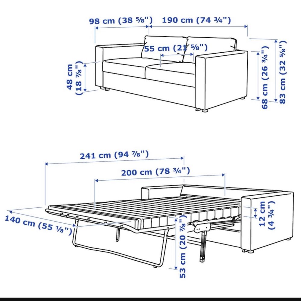 2 osobowa kanapa z funkcja spania Ikea Vimle