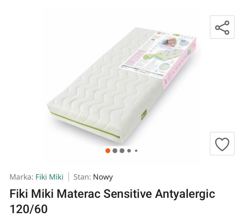 Fiki miki sensitive materac lateks pianka 120x60 łóżeczko dziecięce