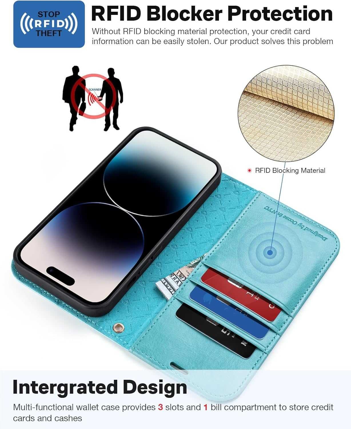Ocase iPhone 15 Pro Max etui skórzane do  stojak miętowe magsafe 2w1