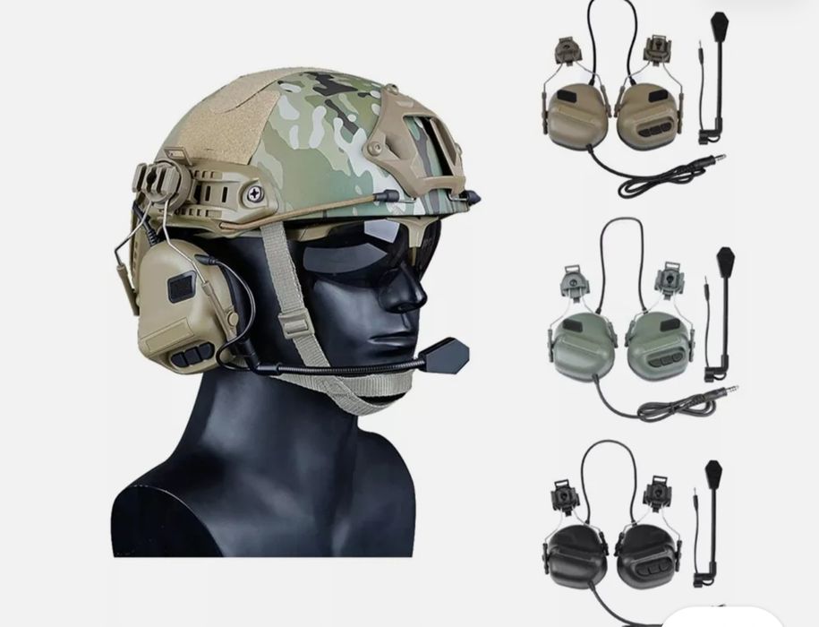 Fones de ouvido táticos militares e conjunto de fones de ouvido com ca