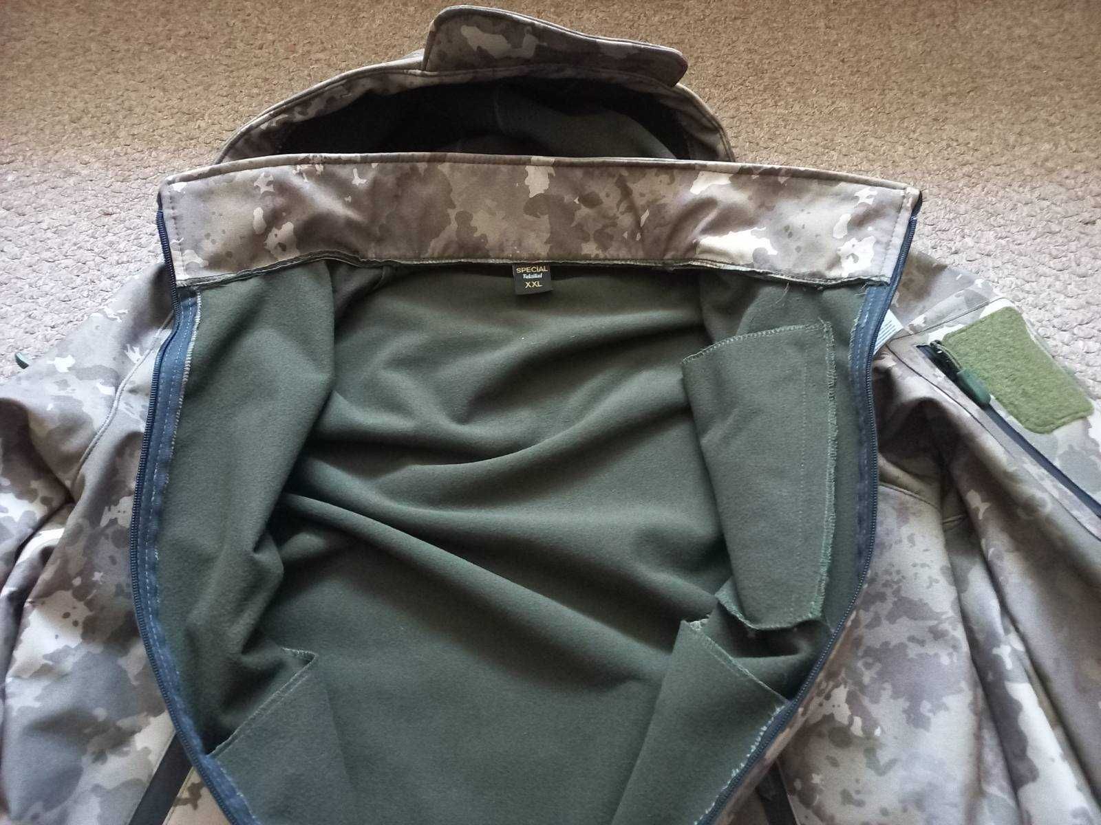 Куртка термо тактическая на флисе с капюшоном мультикам, размер ХХL