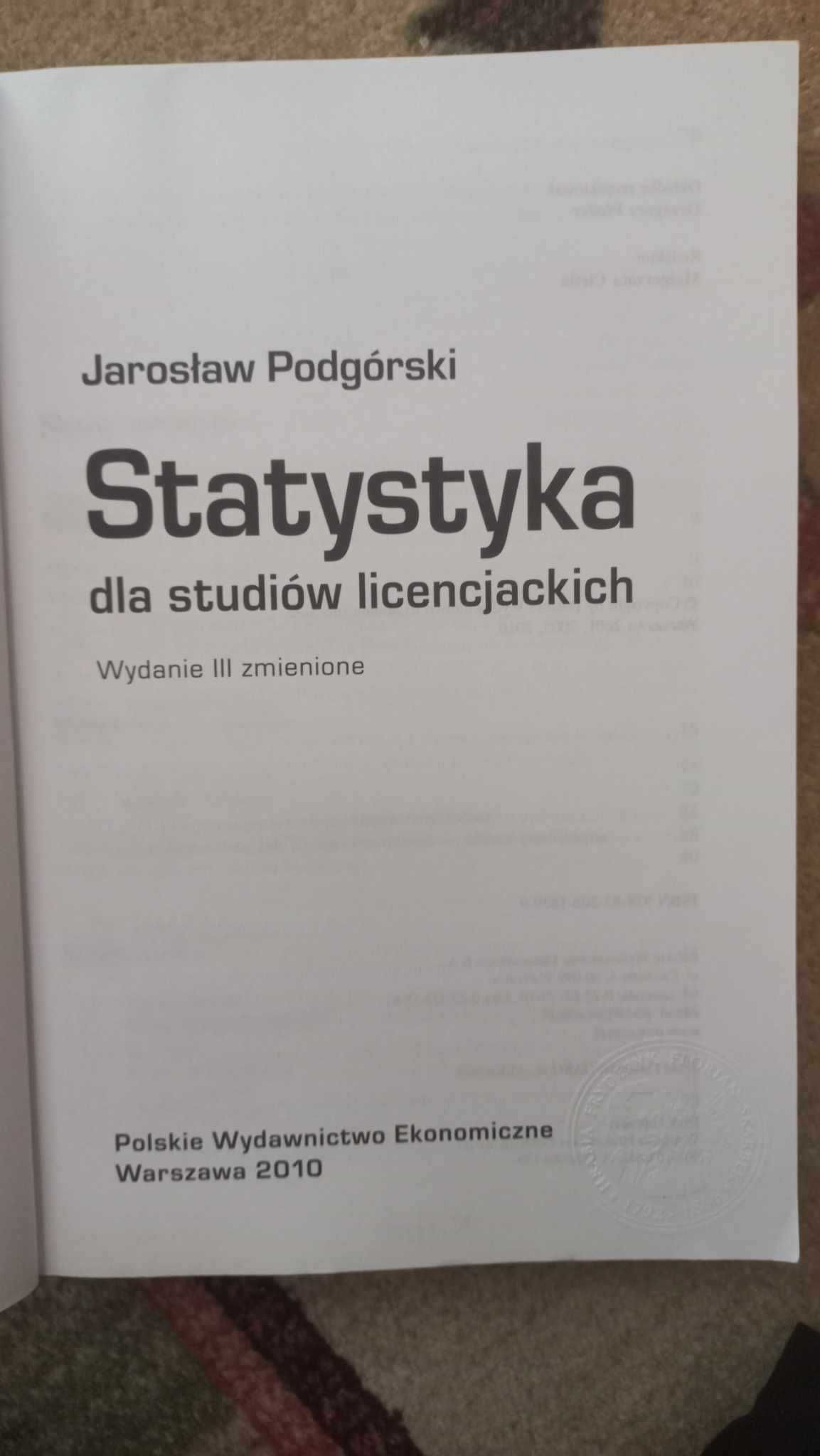 Statystyka dla studiów licencjackich - Jarosław Podgórski