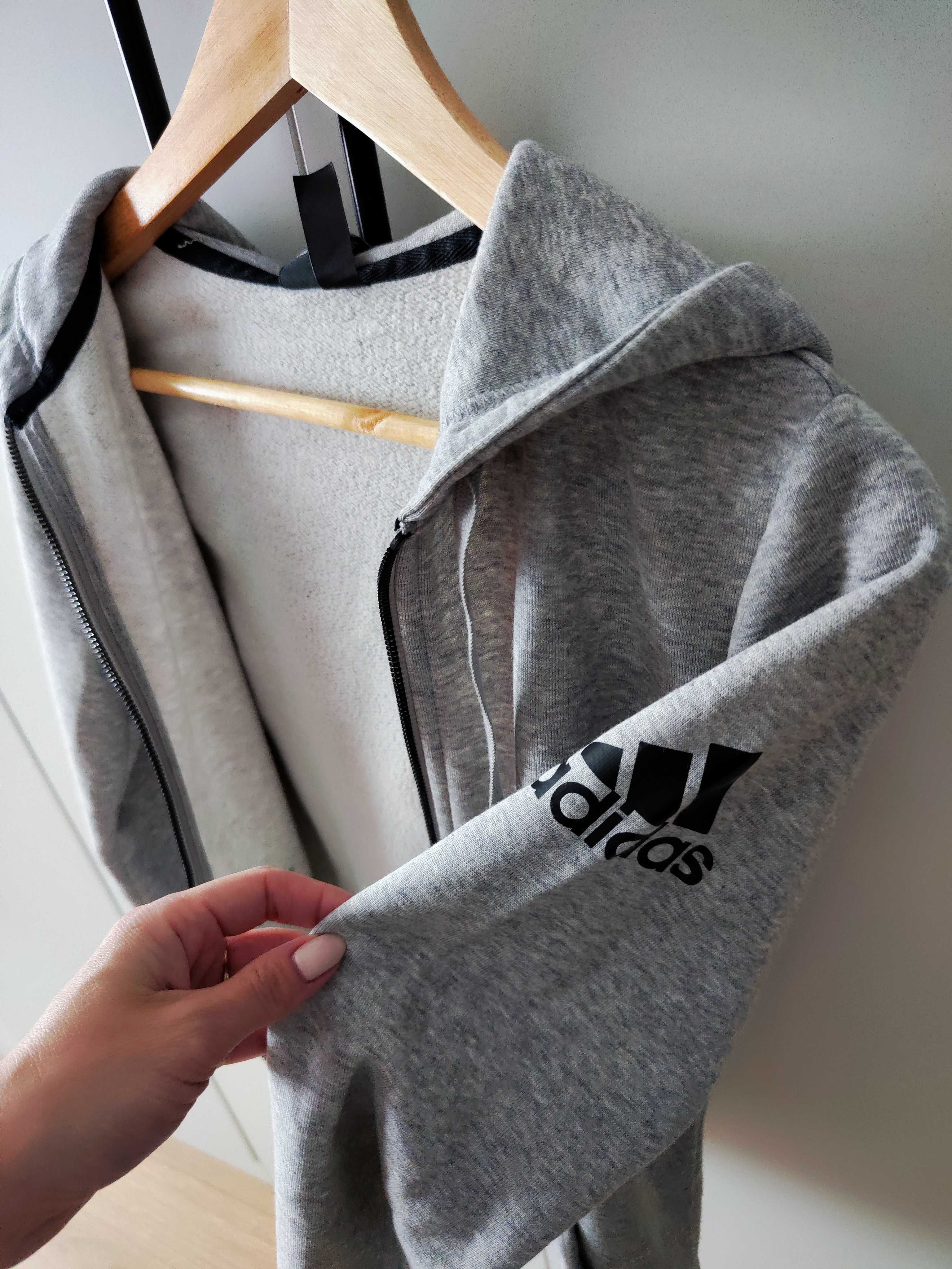 Szara bluza adidas,suwak, xs