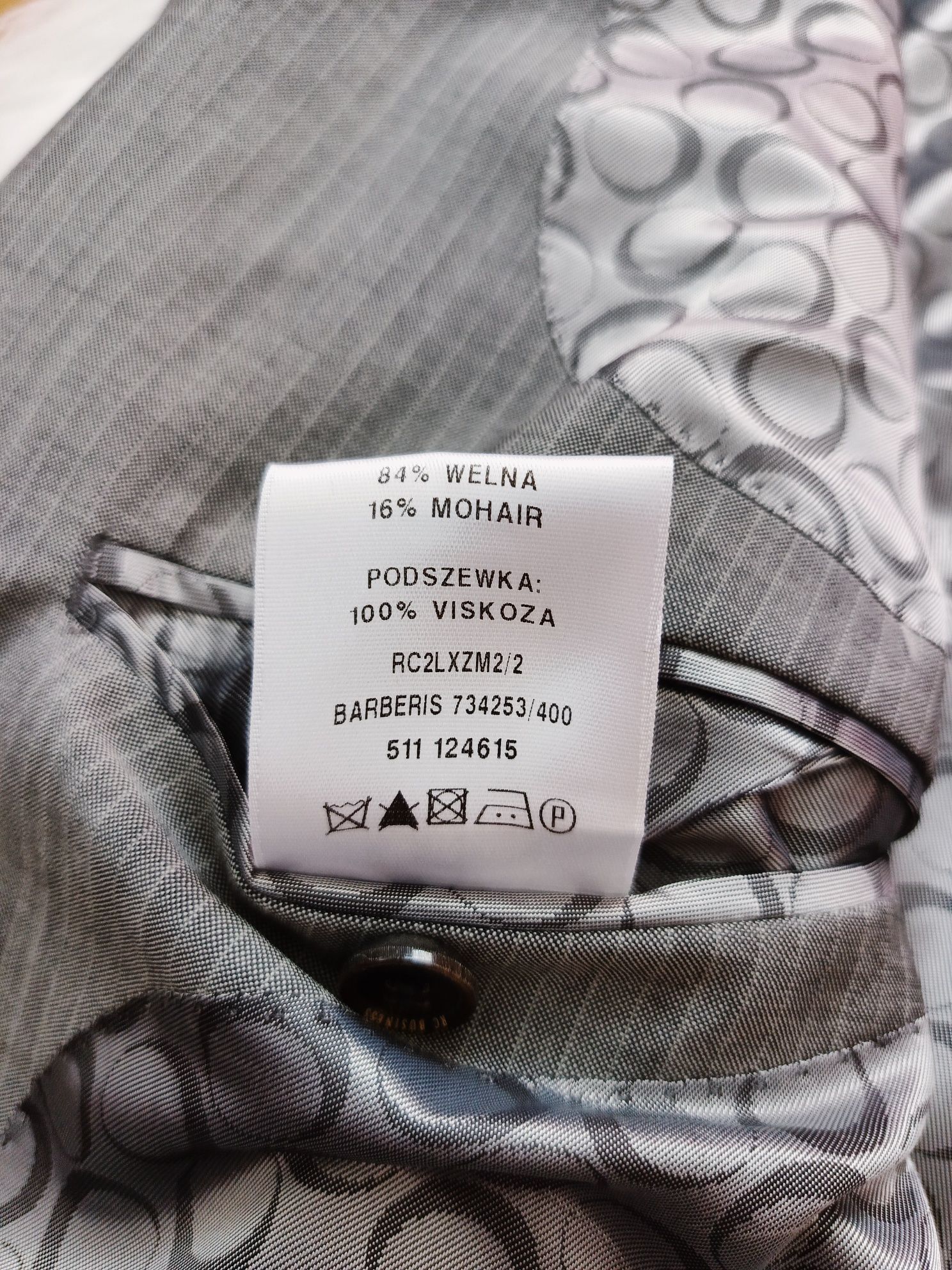 Marynarka, RC business, 52/XL, szara, 84% wełna, 16% moher, vitale bar