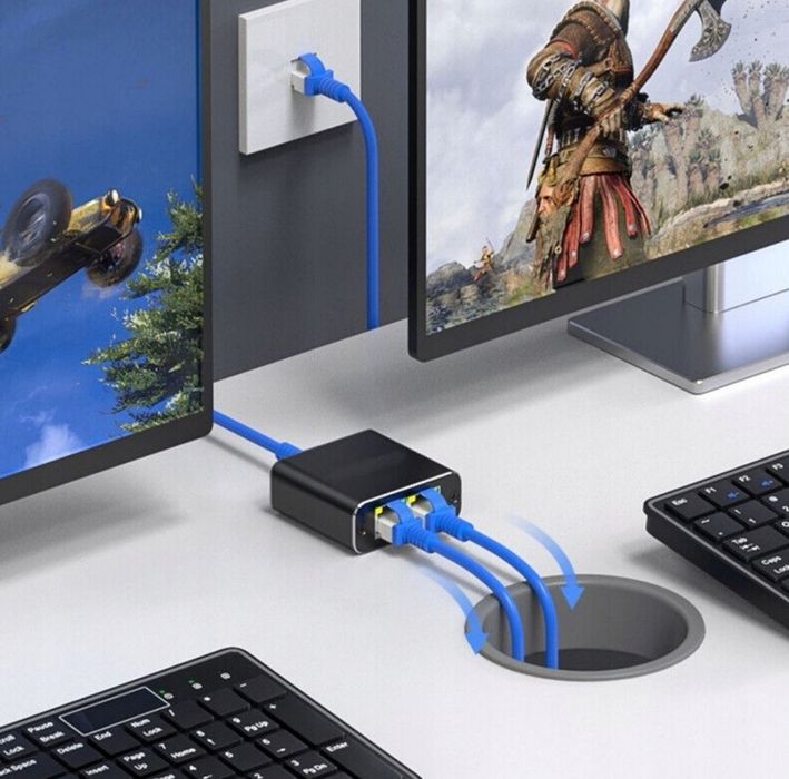 Adapter rozdzielacz mini Switch splitter LAN Ethernet RJ45 2xRJ45 1000