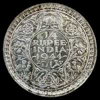 Moeda de 1/4 Rúpia - 1944 - India - Índia Britânica - Rei Jorge VI