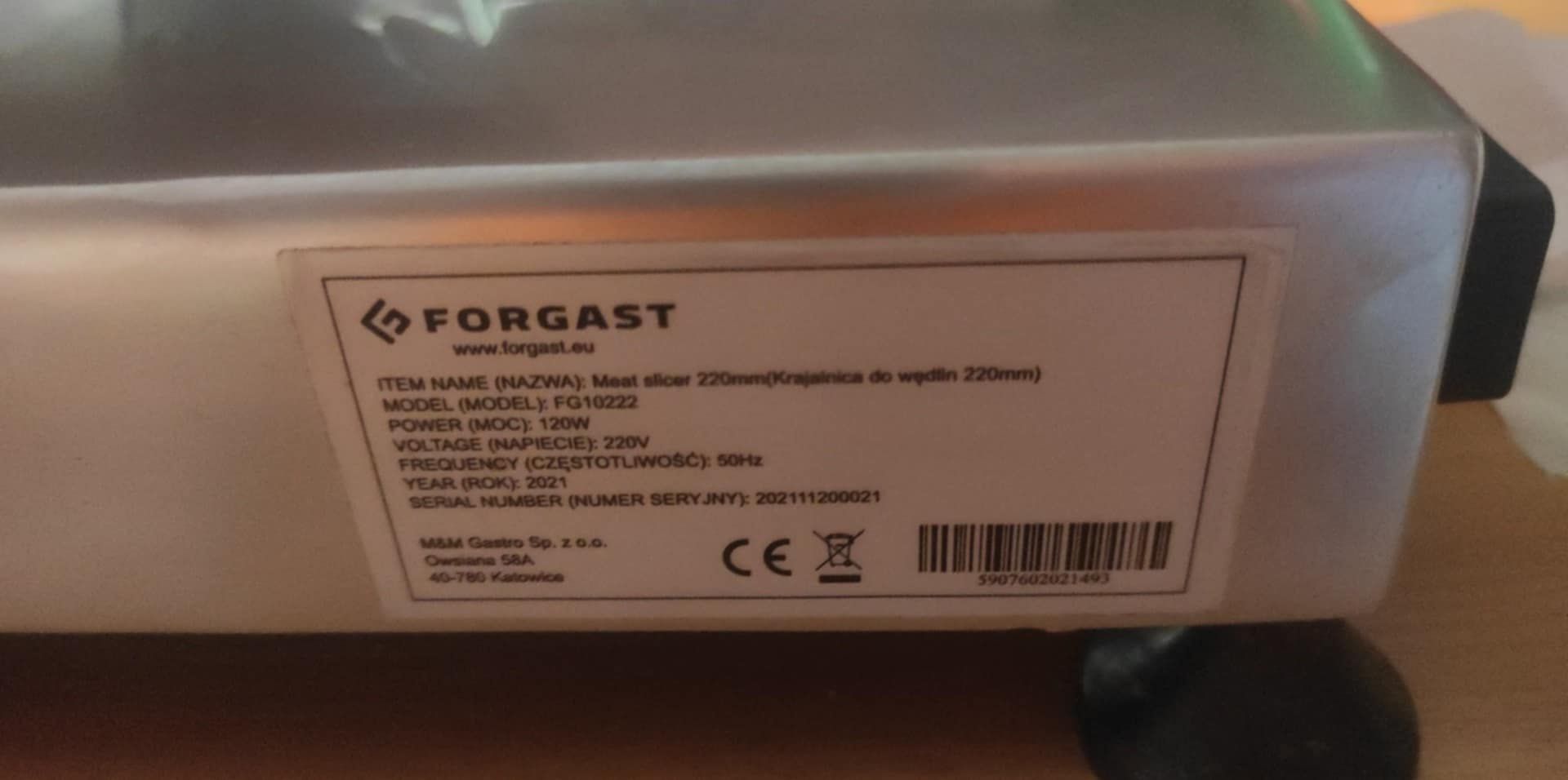 Krajalnica do wędlin serów  Forgast stan bdb