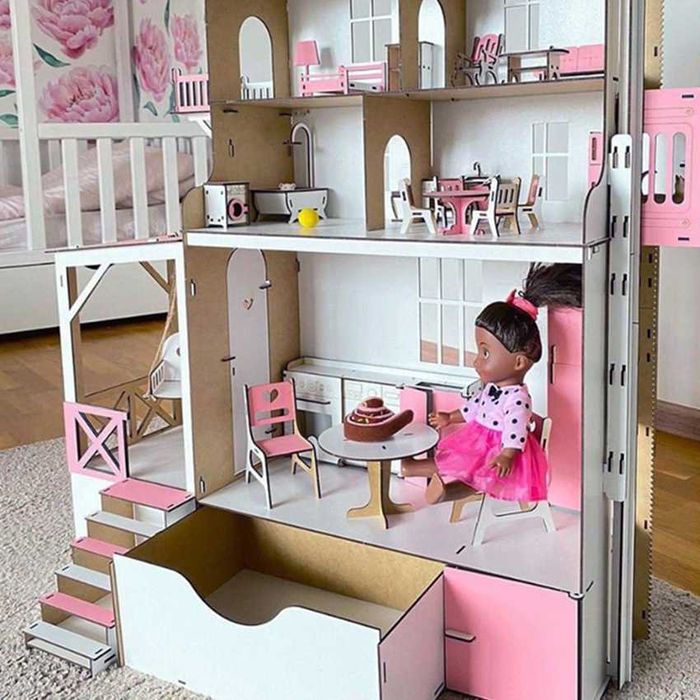 Ляльковий набір Будиночок для ляльок розкішний з меблями Рухомий ліфт