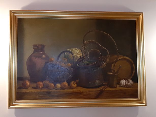 Duży obraz olejny martwa natura Jerzy Kapłański 94x134cm
