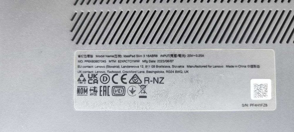 Ноутбук lenovo ideapad slim 3 16abr8 Ryzen 5 7530U під Ремонт