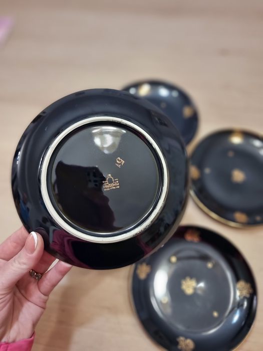 4 talerze Pruszków czarne vintage retro prl