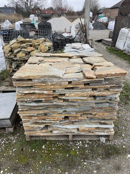 KAMIEŃ NATURALNY Łupek Elewacja Taras Schody Brązowy Szary Złoty