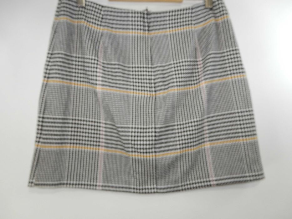 Spódnica do kolan pepitka kratka szara jesień zima New Look 42 XL