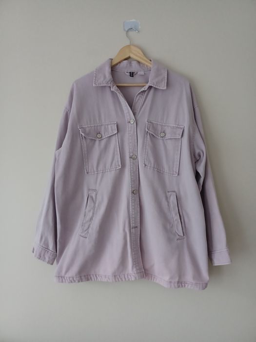 Bawełniana koszula jeansowa oversaiz M liliowa H&M