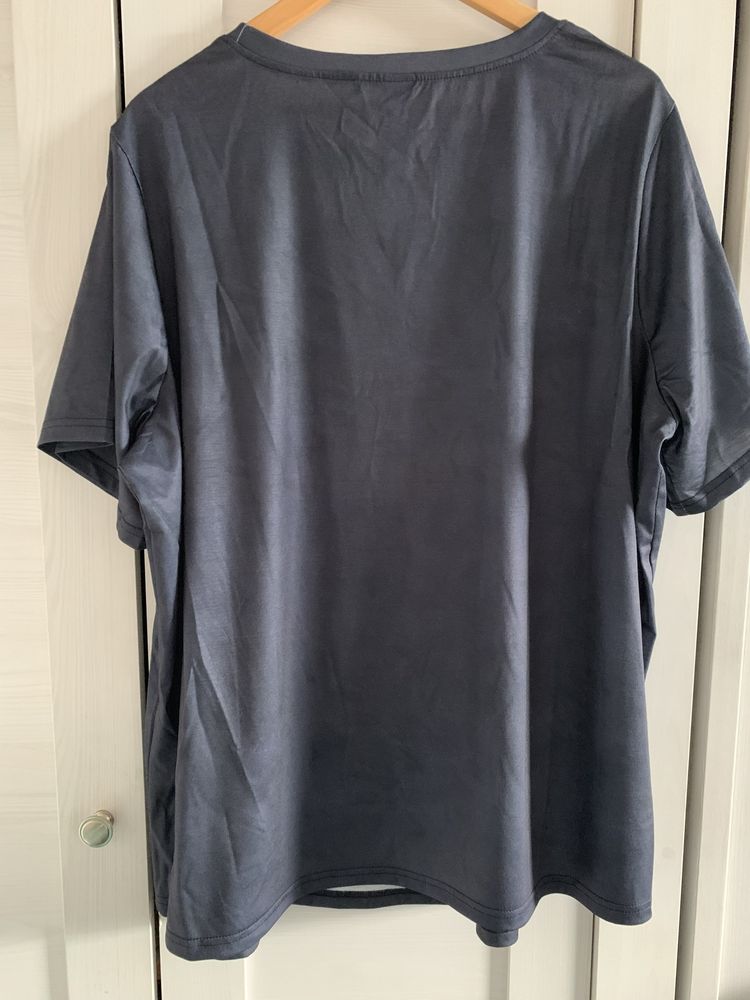 Modna bluzka damska t-shirt szary wzór geometryczny rozmiar 50 nowa
