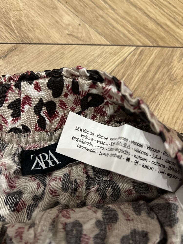 Spodnie alladynki haremki wygodne luźne w panterkę Zara S 36