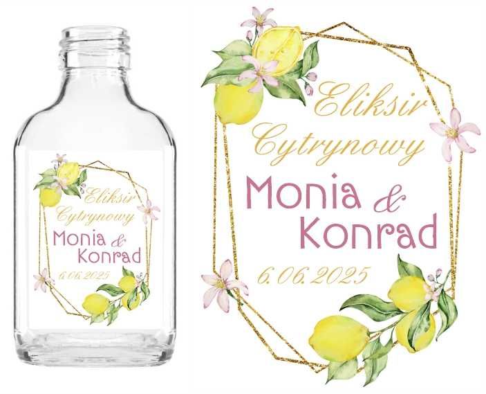 Butelka 100ml setka na nalewkę eliksir cytrynowy ŚLUB WESELE 100 sztuk