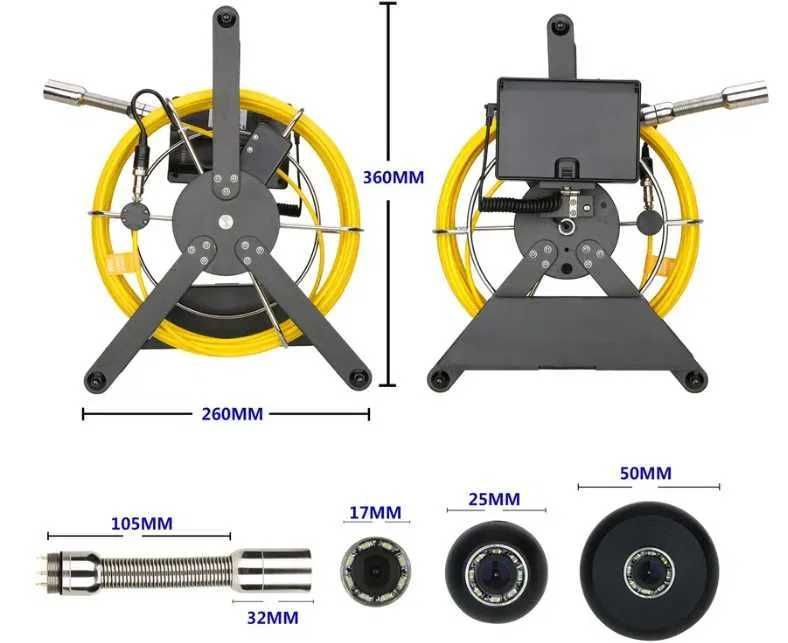 PROFESJONALNA Kamera Inspekcyjna 17MM/22MM HD IP68 5600MHA 10/20/30M