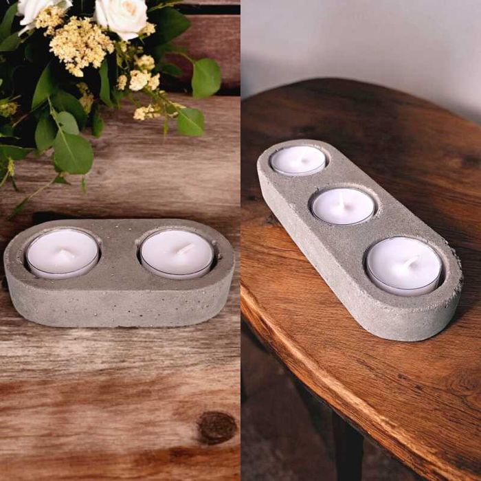 Minimalistyczne betonowe świeczniki na tealighty - 2szt.