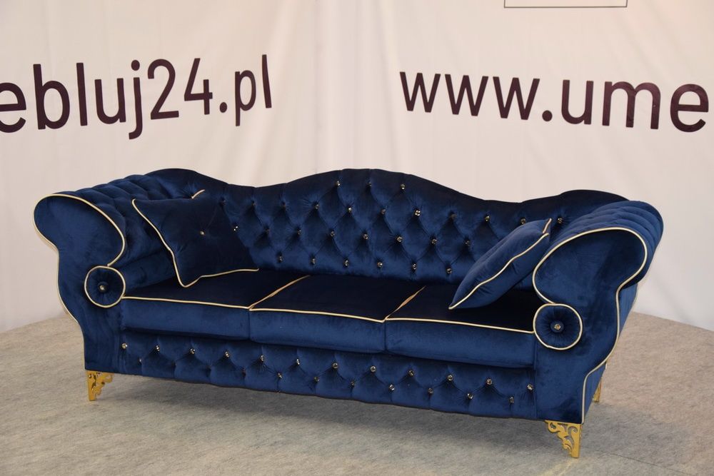 Sofa pikowana Chesterfield ''PRESTON'' Gold Edition Producent Swarovsk
