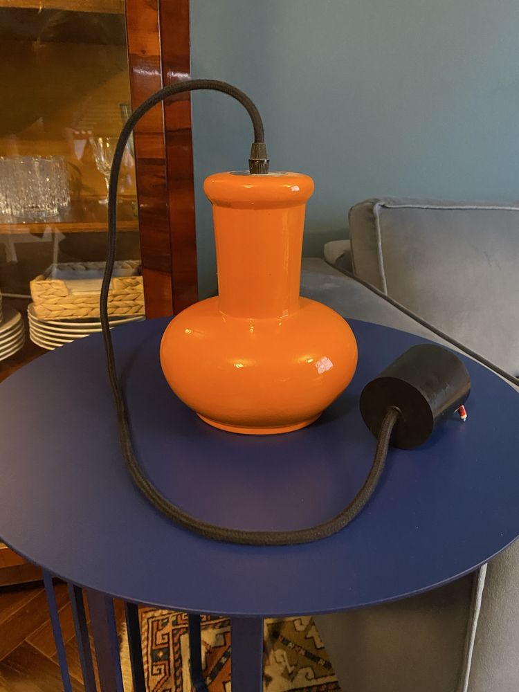 Pomarańczowa lampa ceramiczna Vintage