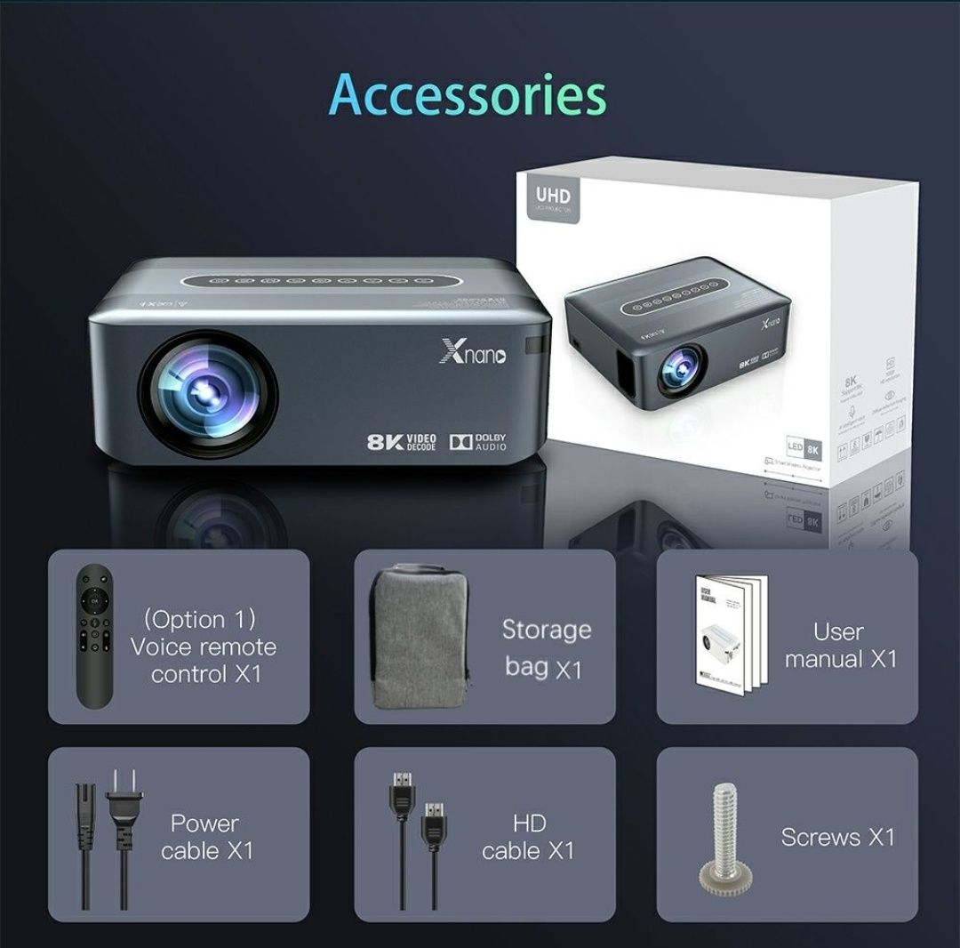 Projetor led Android 12000 lumens + 1080p Nativa REAL + Keystone 4 D