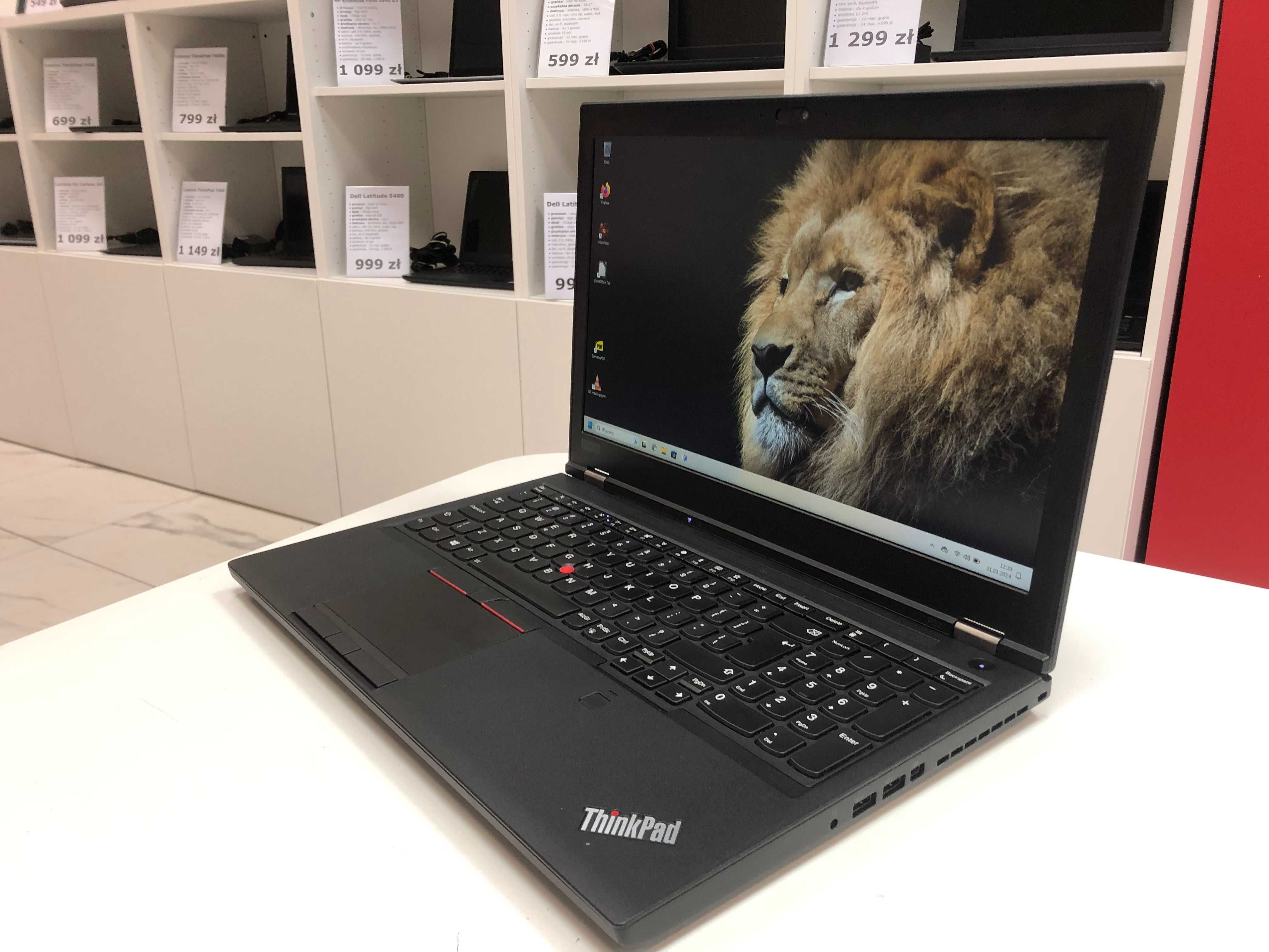 Wydajny Lenovo ThinkPad P52 15" i7-8gen 64GB 512SSD nVidia IPS Full HD