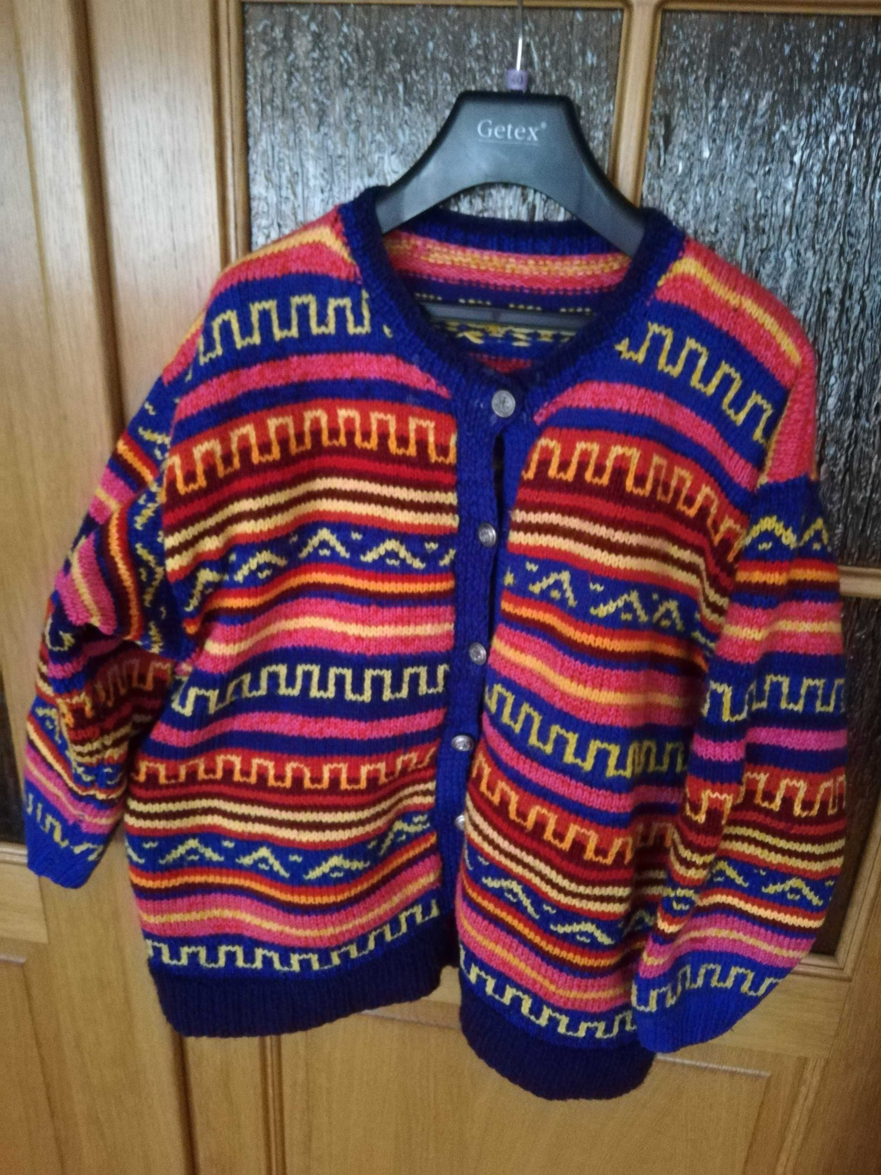 unikat, ręcznie dziergany sweter, L, 42