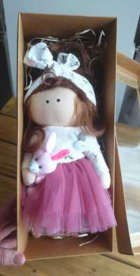 Красивая кукла ручной работы девочка с зайчиком (30 см)