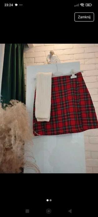 spódnica w kratkę święta r 158 czerwona