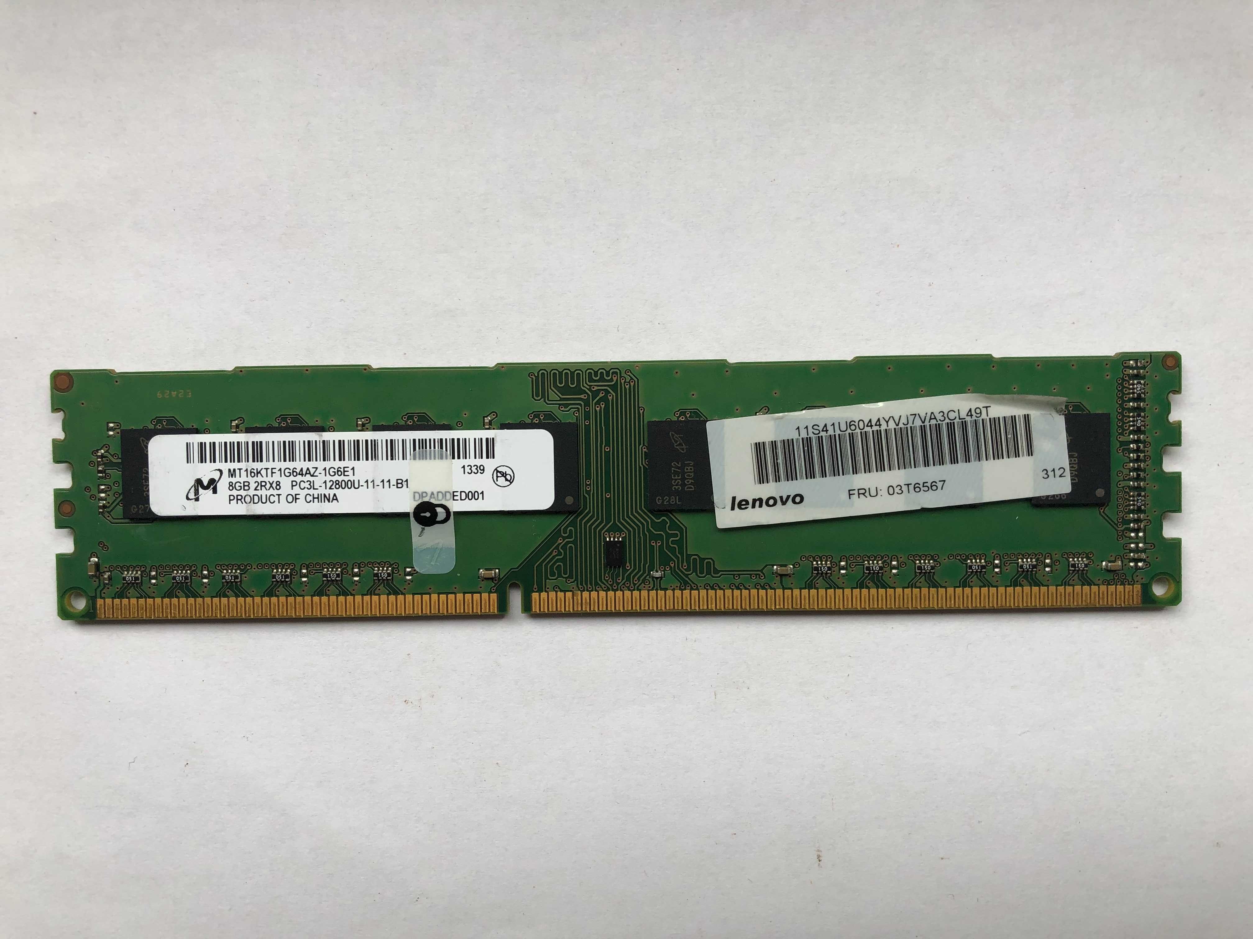 Pamięć Ram 8GB DDR3   PC 12800 , PC3L-12800U , ( 1600 MHz )