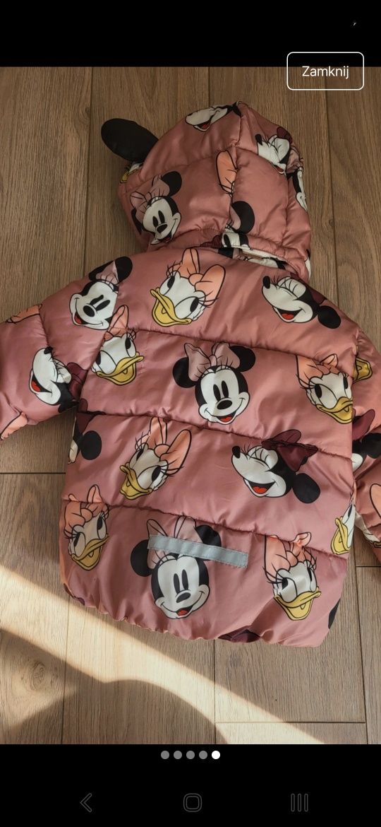Kurtka puchowa, zimowa H&M 92 myszka minnie