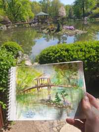 Obraz ręcznie malowany "Ogród japoński" +rama Wrocław