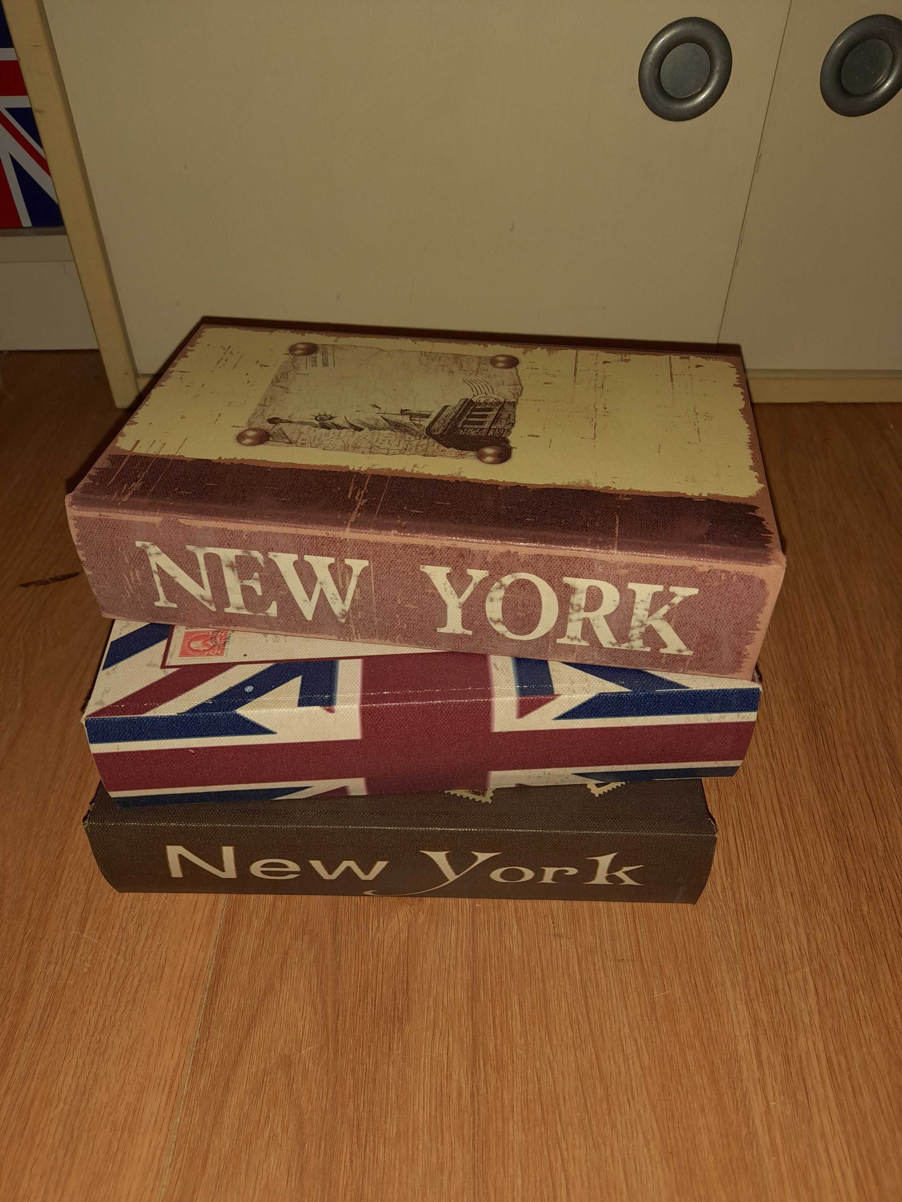 Caixas Livro madeira. Nova York,  Estátua da Liberdade, Bus de Londres