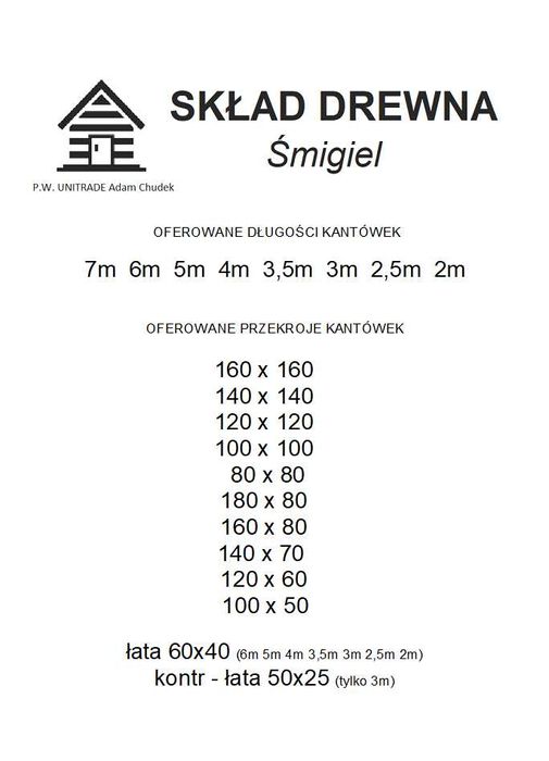 SKŁAD DREWNA Kantówki krawędziak belki kantówka drewno