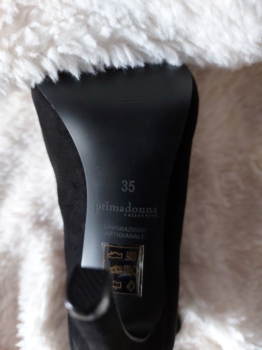 Чёрные ботильоны с открытым носком ботинки полусапоги Primadonna, р.35