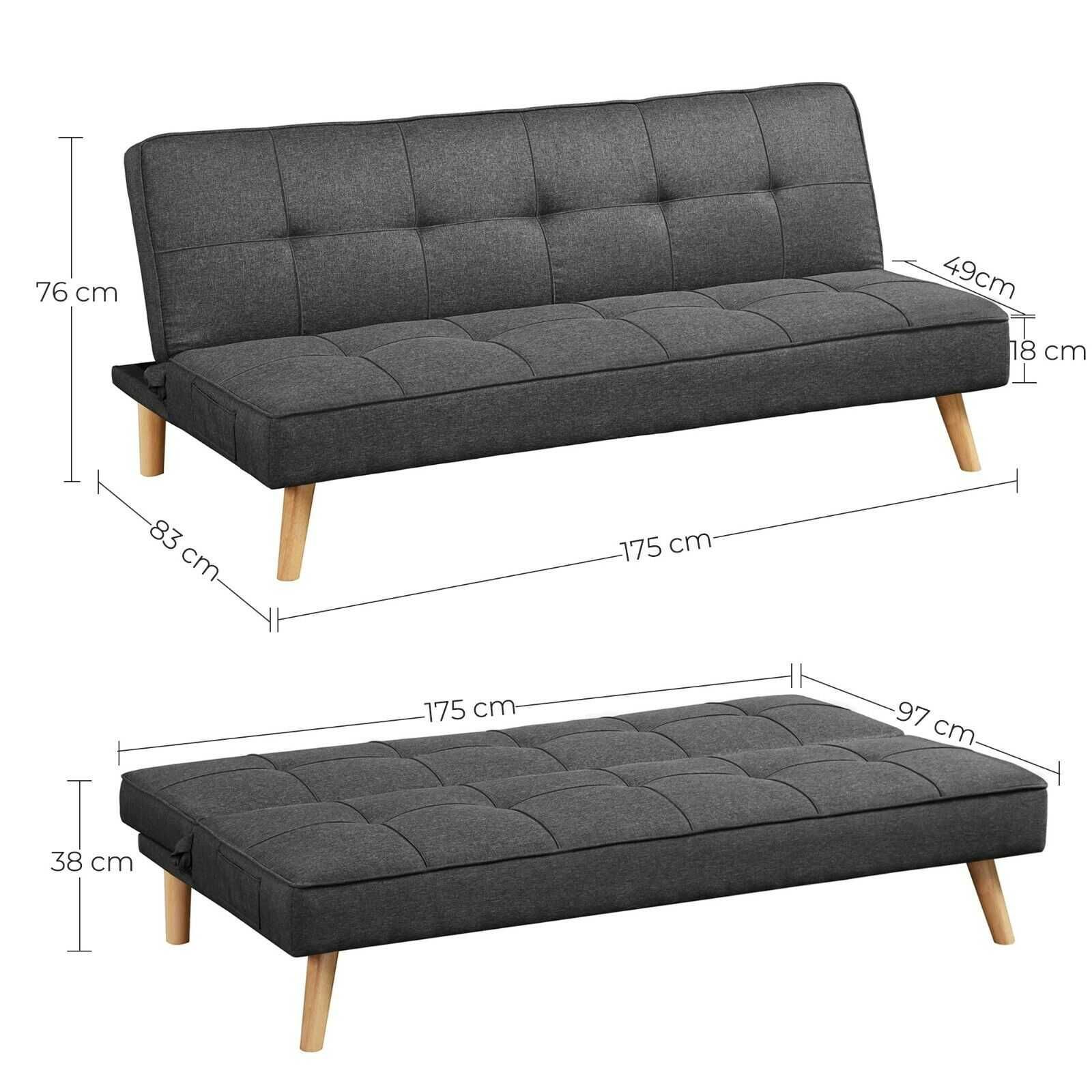 6M4 sofa kanapa pikowana loft z funkcją spania rozkładana lite drewno