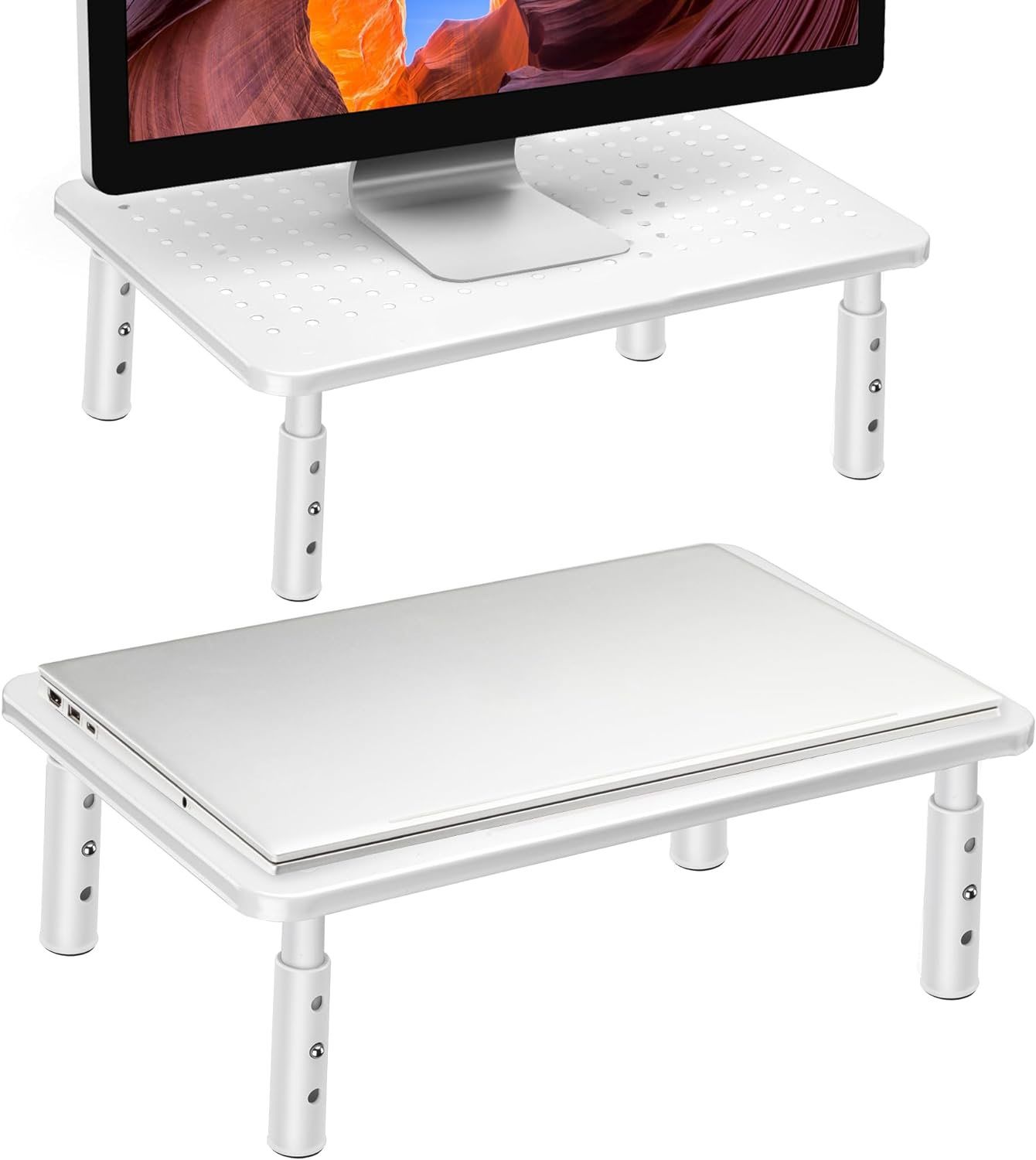 Podstawka pod monitor laptop MULING biała + szuflada