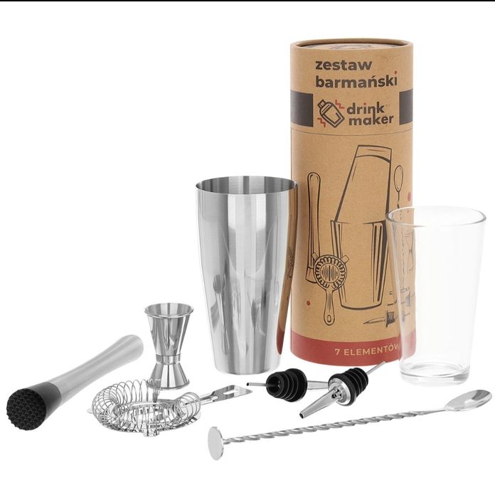 Zestaw barmański do drinków, shaker Bostoński