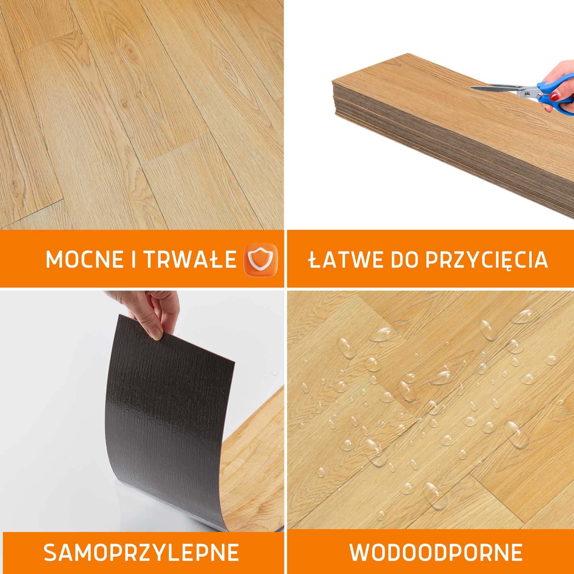 Panele Winylowe Samoprzylepne 5m² MIODOWY DĄB Deski parkiet panel
