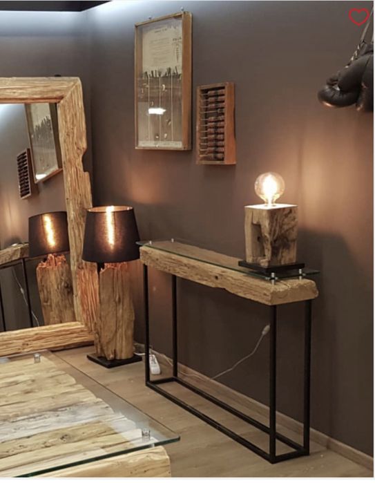 Lustro + konsola drewno piękne wykonanie drewniana