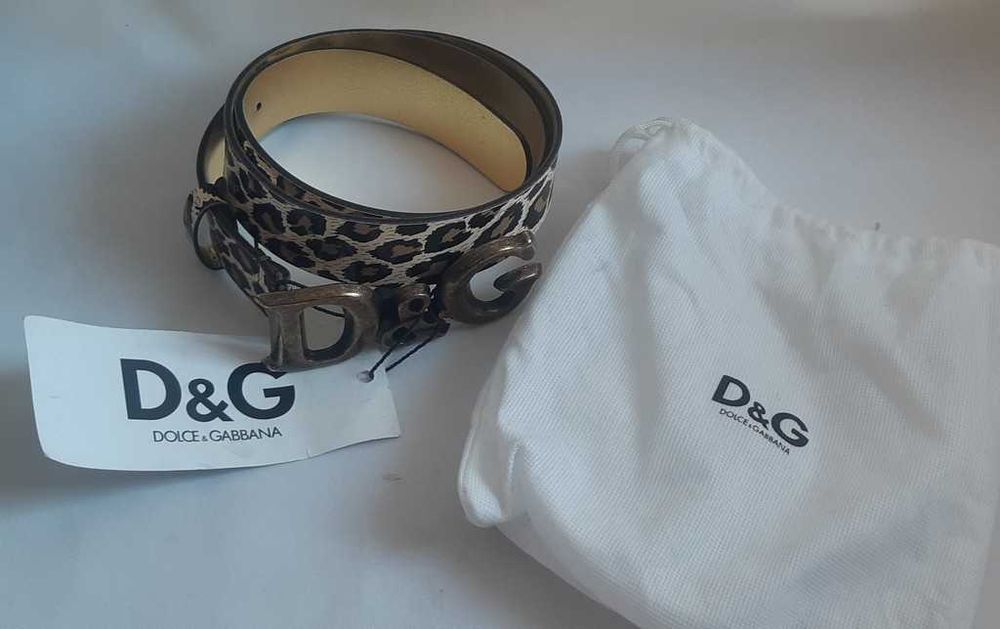 Ремень из глянцевой телячьей кожи с логотипом D&G