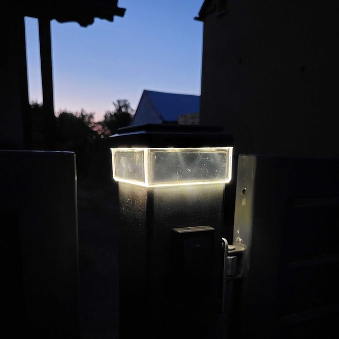 ZESTAW 2x LAMPA SOLARNA 80x80 na słupek ogrodzenie lampka LED daszek