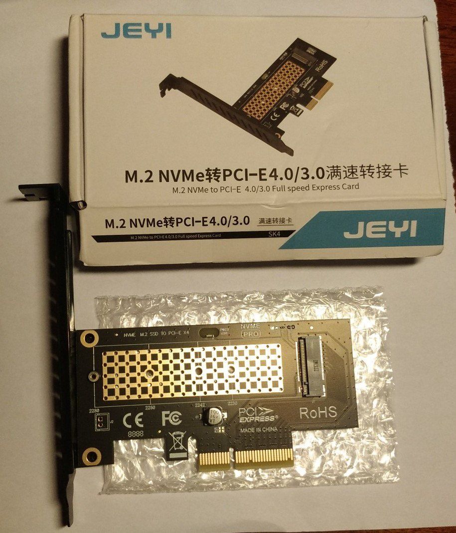 Переходник для SSD M.2 NVMe to PCIExp х1/x4 планка (NVMe + NGFF)