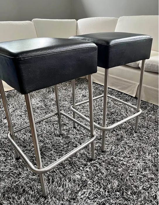 Julius stołek barowy Ikea 2 sztuki hoker prawdziwa skóra stał nierdzew