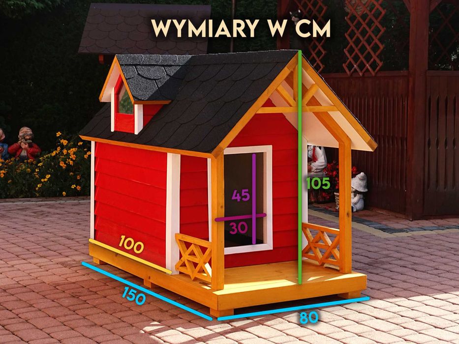 Buda dla psa z werandą i dwiema lukarnami w stylu skandynawskim L-XL