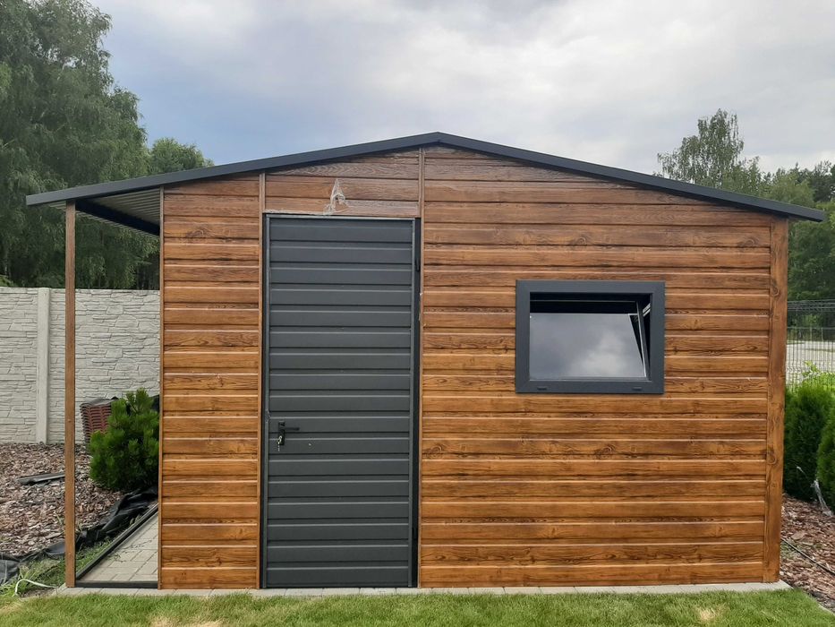 Garaż Standard 3x5 Brama Uchylna + Okno PROFIL ZAMKNIĘTY